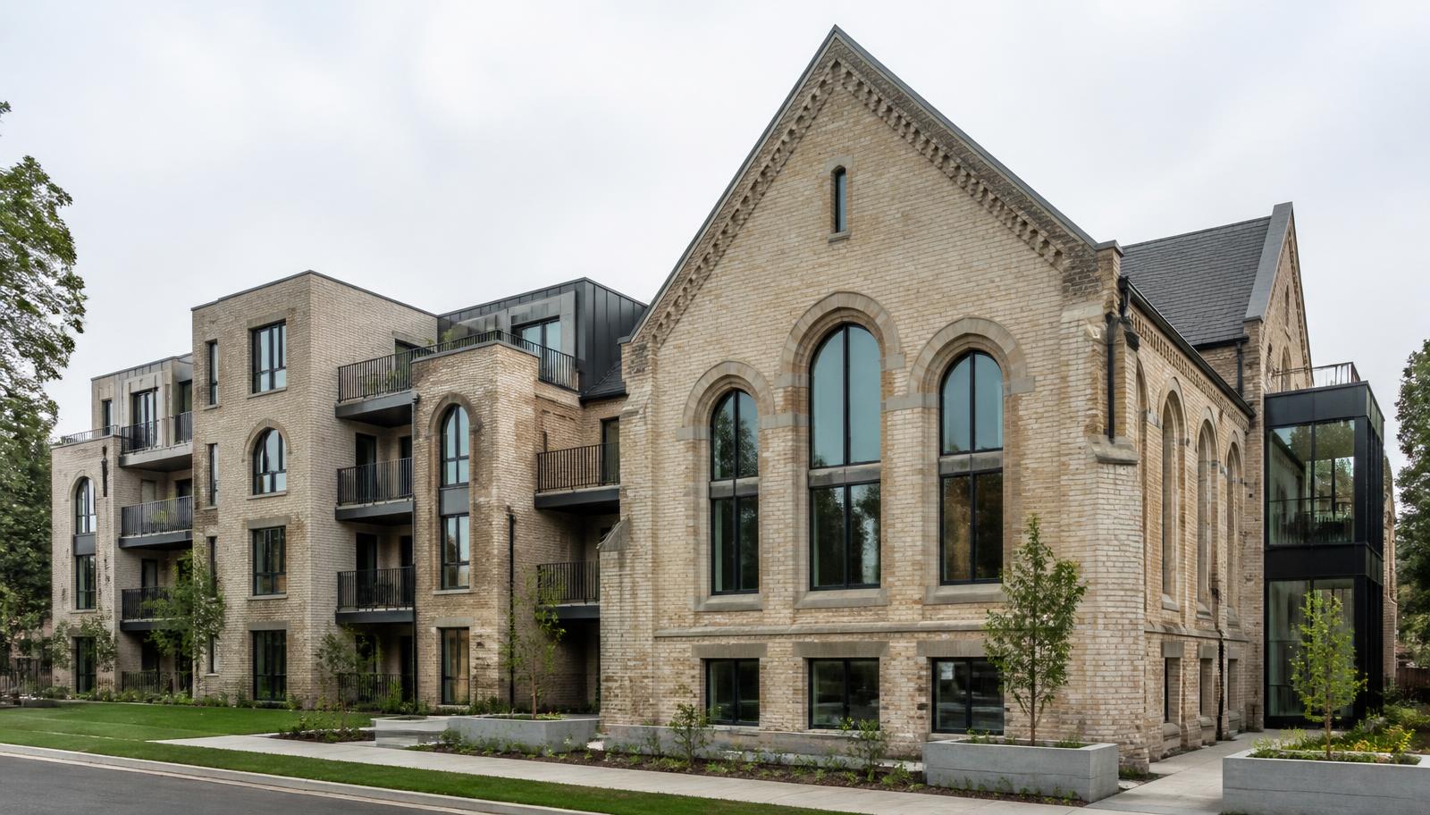 A historic church property restored and converted into affordable apartments